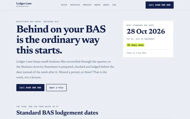 Sample bookkeeper site